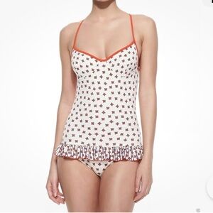 MARC JACOBS Sz M White Floral Ruffled One Piece Underwire Chrissie Swimsuit $173